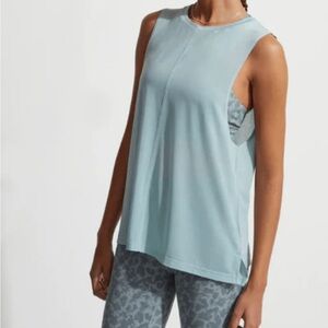 VARLEY Mariposa Tissue Jersey Tank Top in Grey Mist Size XS Oversized Longline